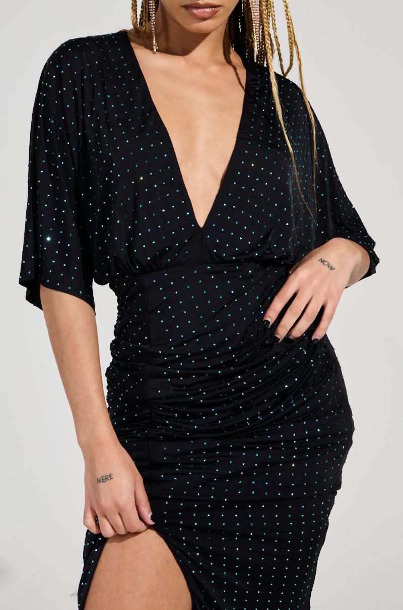 IT'S GIVING HOLIDAY RHINESTONE MAXI DRESS Product Image