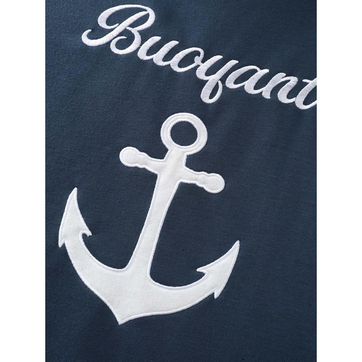 Plus Size Anchor Applique Embroidery Contrast Sweatshirt Women Indigo Leisure Contrast Round Neck Casual Sweatshirts BloomChic 14-16/1X Product Image