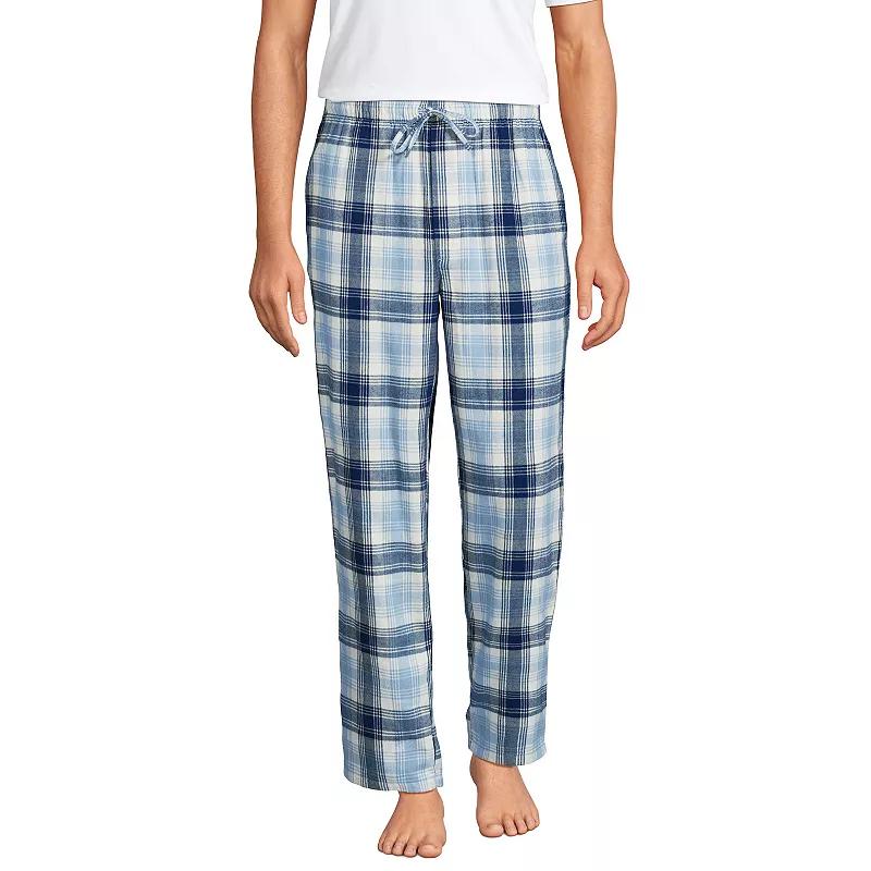 Men's Lands' End Flannel Pajama Sleep Pants, Size: Large, Navy Green Plaid Product Image