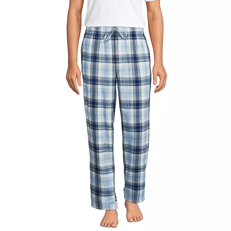 Men's Lands' End Flannel Pajama Sleep Pants, Size: Large, Navy Green Plaid Product Image