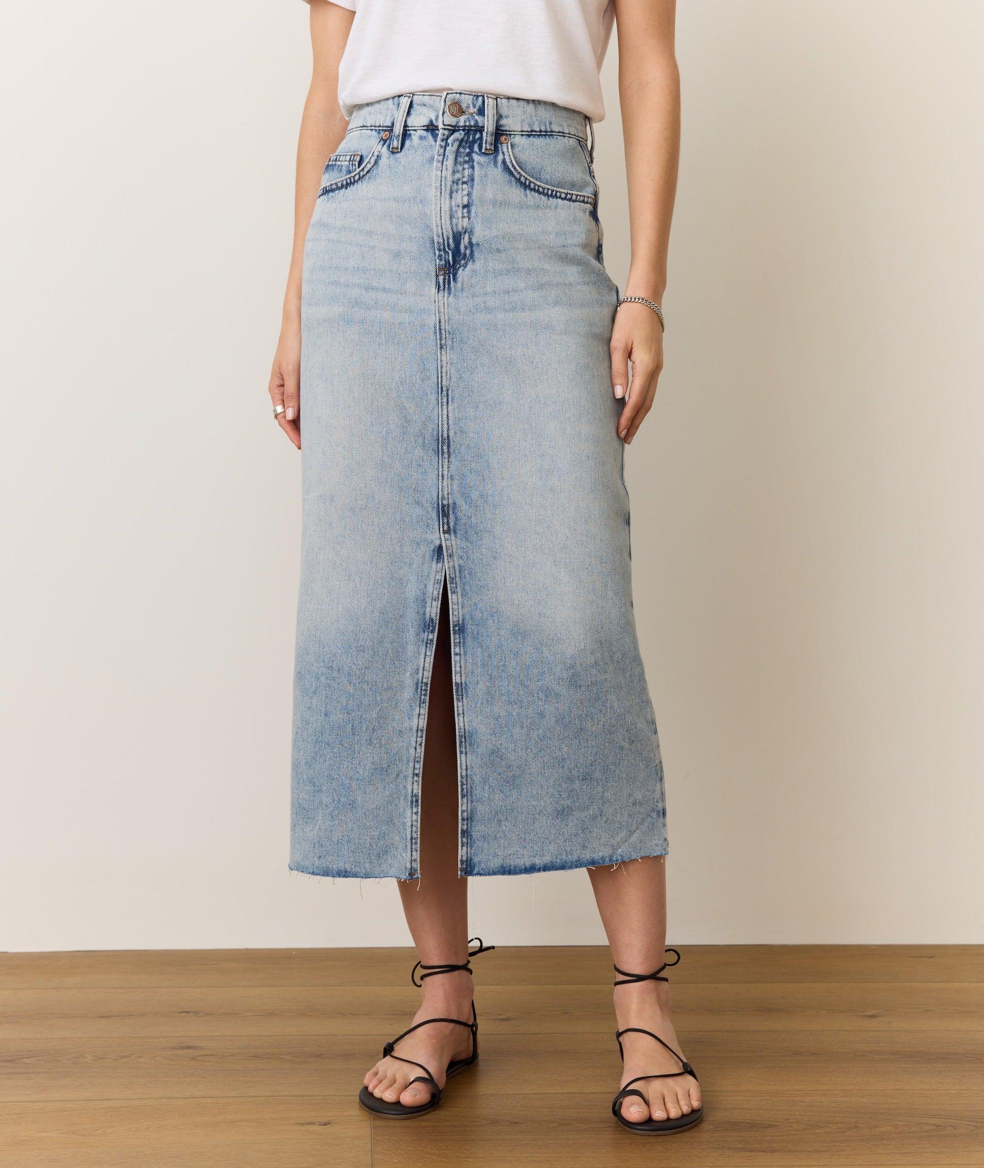 Fawn Denim Midi Skirt Product Image