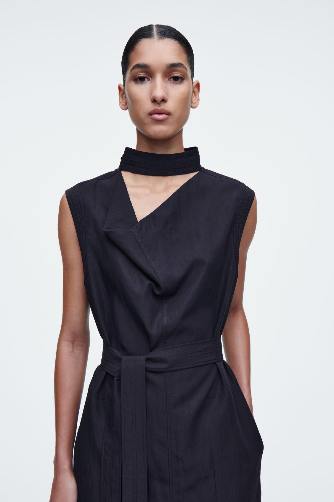 CUTOUT COWL-NECK MIDI DRESS Product Image