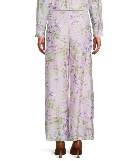 Alex Marie Coordinating Natalie Floral Printed Linen Blend Wide Leg Pants Product Image