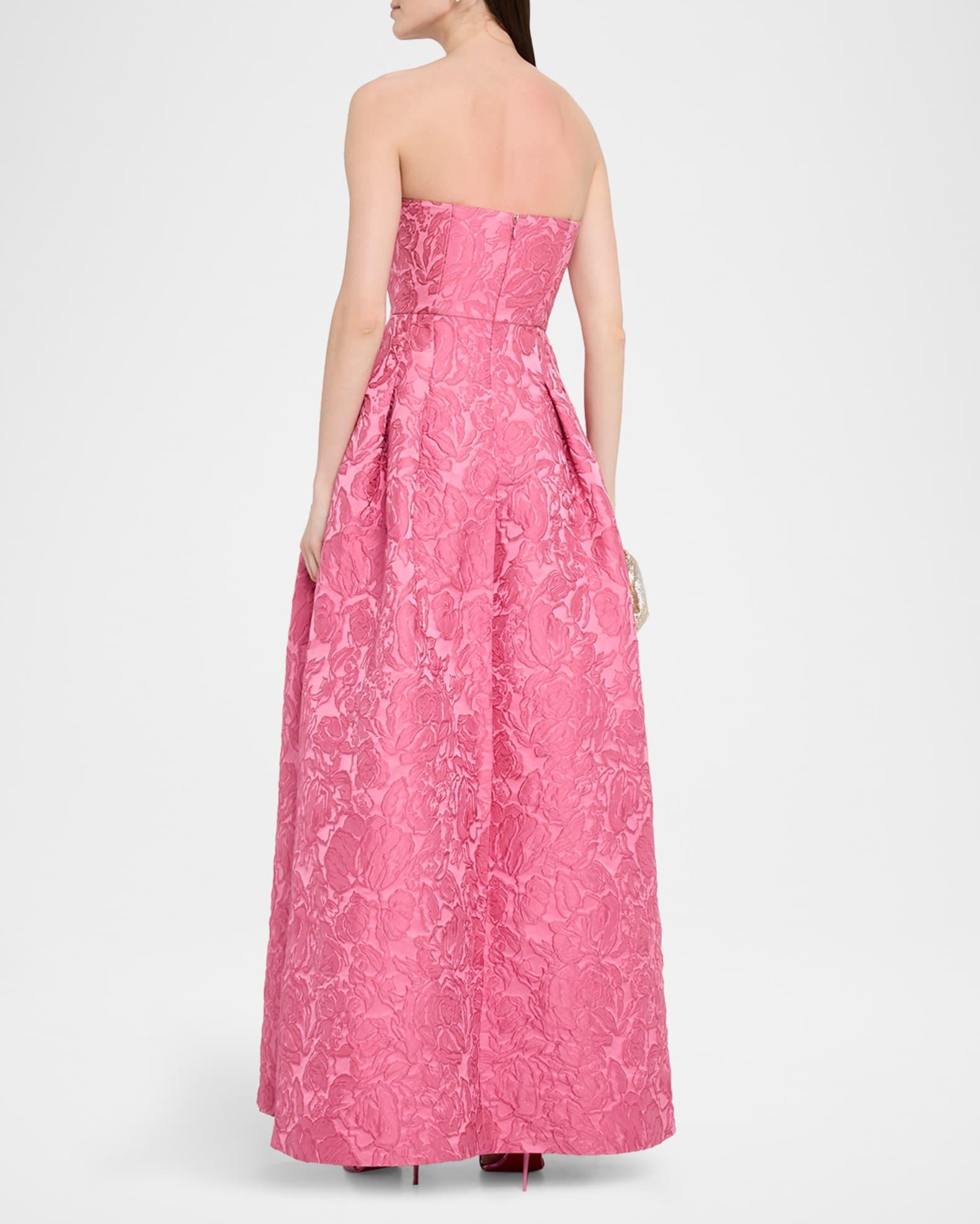Belle Embroidered Floral Jacquard Gown Product Image