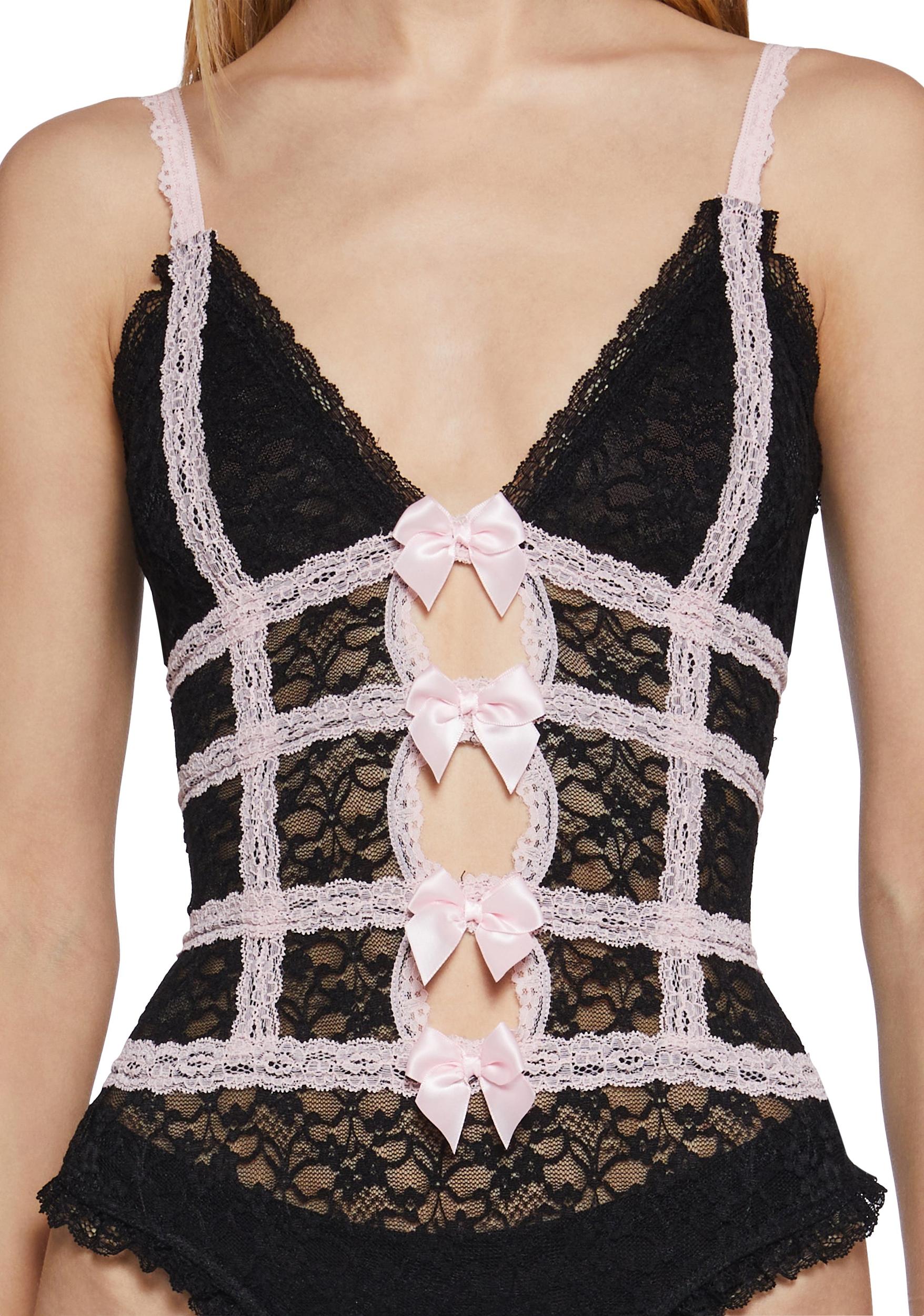 Womens Lace Bodysuit With Ribbons Generation Kiss - Black Product Image