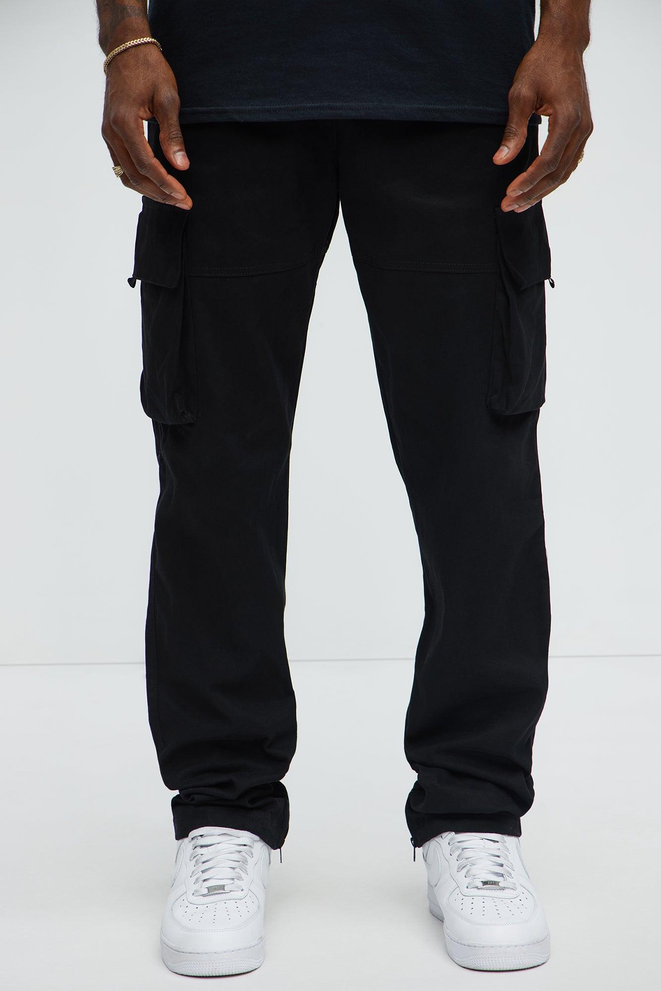 Straight Cargo Ankle Zipper Pants - Black Male Product Image