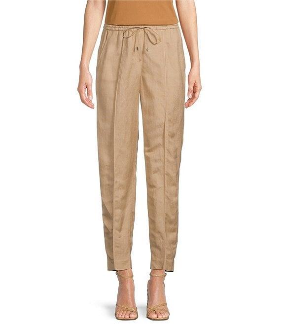 Calvin Klein Drawstring Tie Waist Side Pocket Straight Leg Ankle Pants Product Image