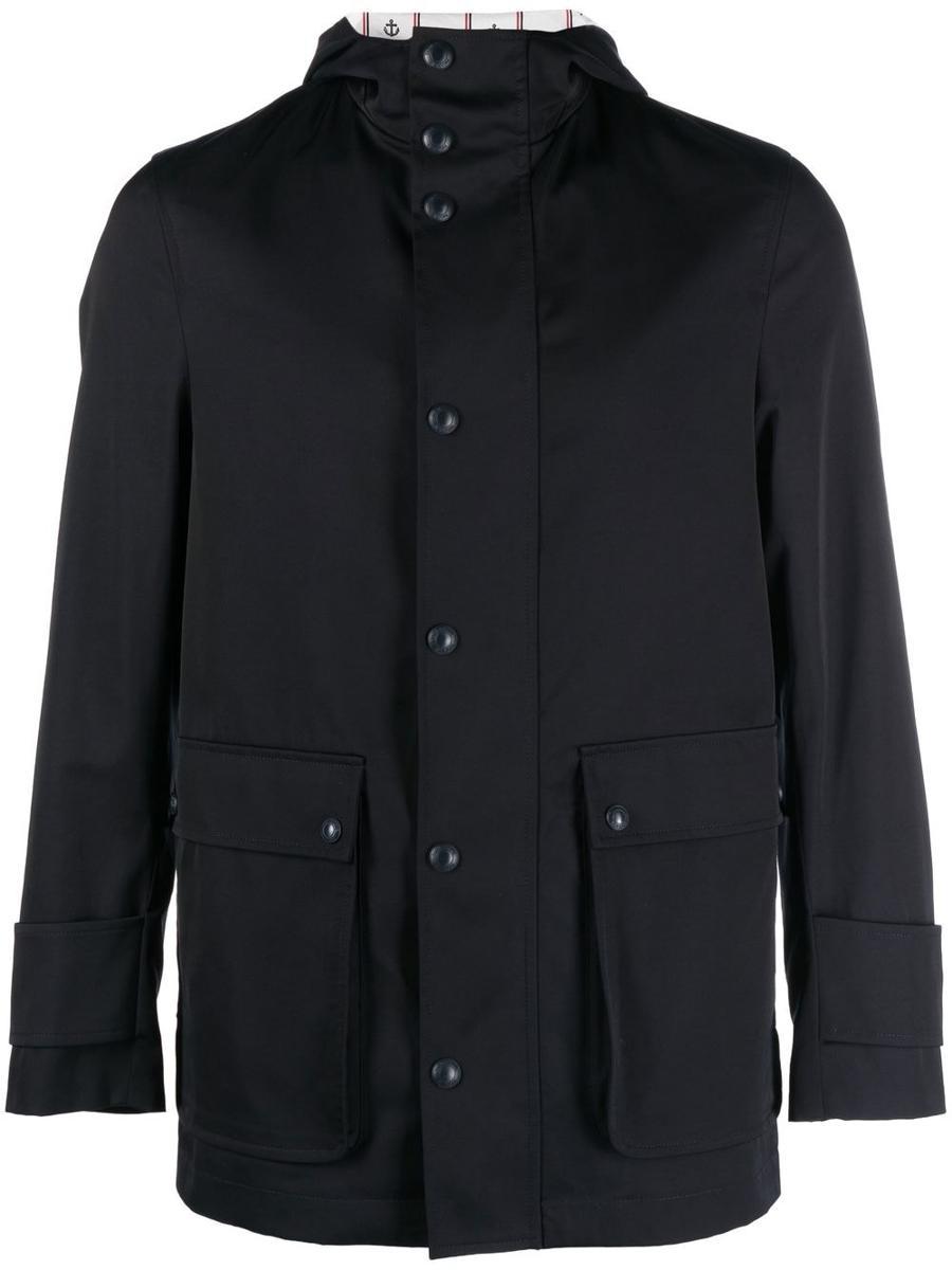 THOM BROWNE Nylon Parka. In Blue Product Image