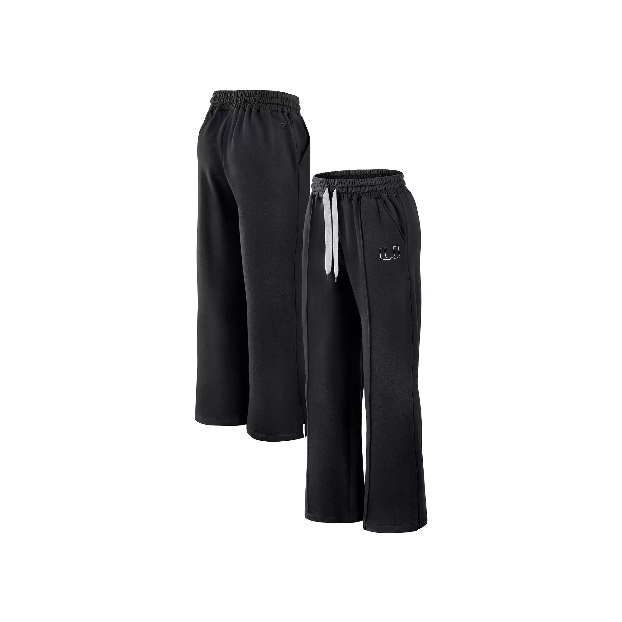 Women's Fanatics Black Miami Hurricanes Prime Supersoft Fleece Flaired Sweatpants, Size: Large Product Image