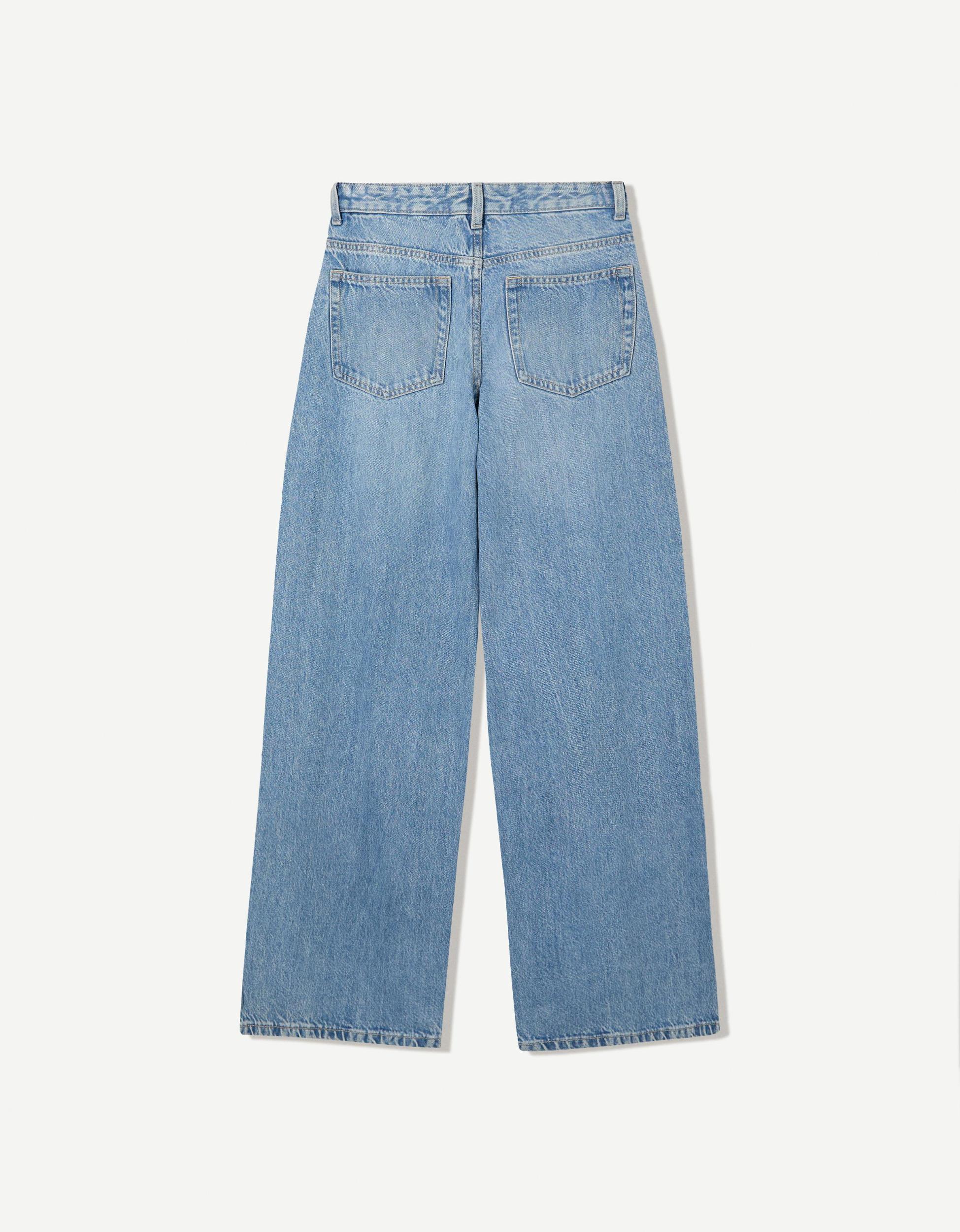 Wide leg jeans with crossover waistband Product Image