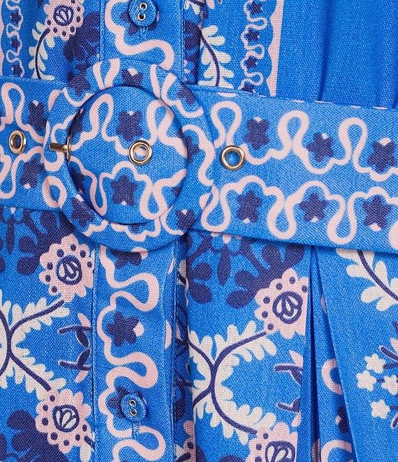 CIEBON Petite Size Leena Printed Crepe Halter Collared Neck Sleeveless A-Line Midi Dress Product Image