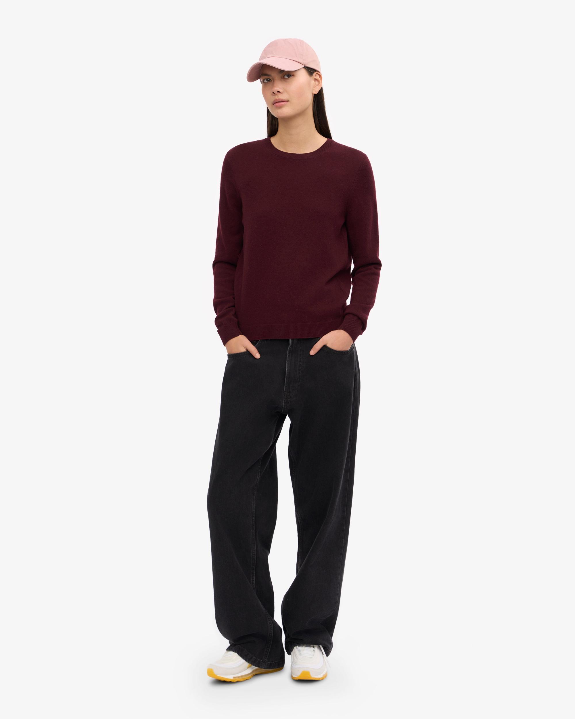 Women Light Merino Wool Crew - Oxblood Red Product Image