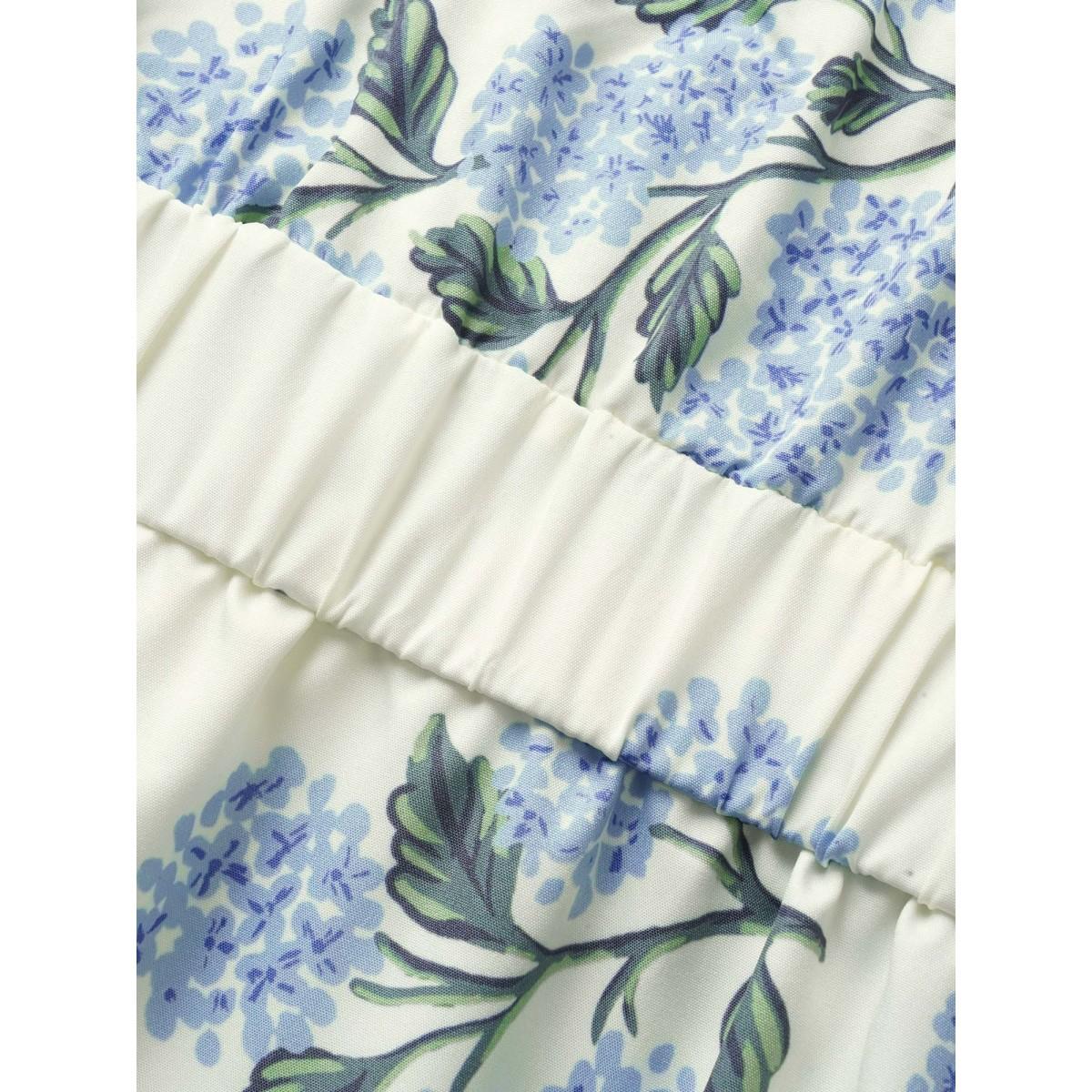 Plus Size Everywhere Dress - Floral Breathable Gauze Shoulder Dress LightBlue Women Elegant One-shoulder neck Sleeveless Curvy BloomChic 12/L Product Image