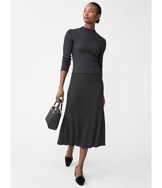 J.McLaughlin Sutton Rib Knit High Rise A-Line Skirt Product Image