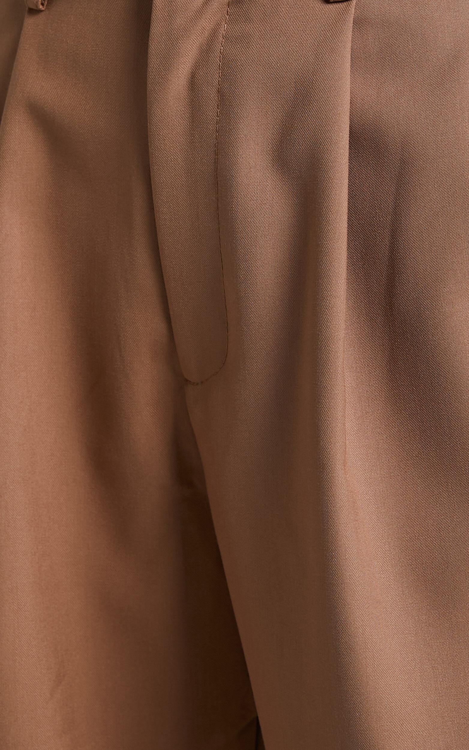 Izara Trousers - Mid Rise Relaxed Straight Leg Tailored Trousers in Mocha Product Image