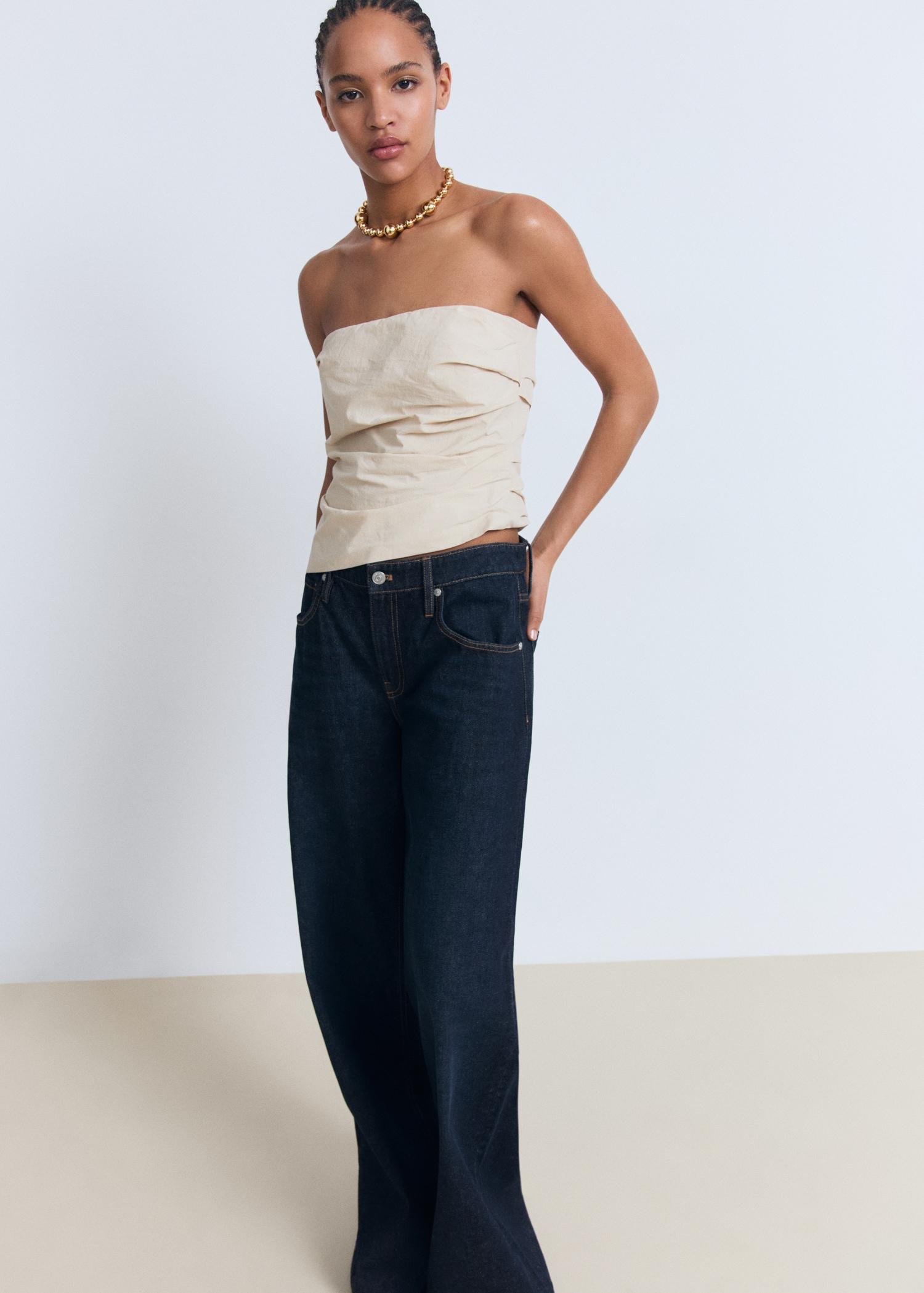 Asymmetrical strapless top - Women | MANGO USA Product Image