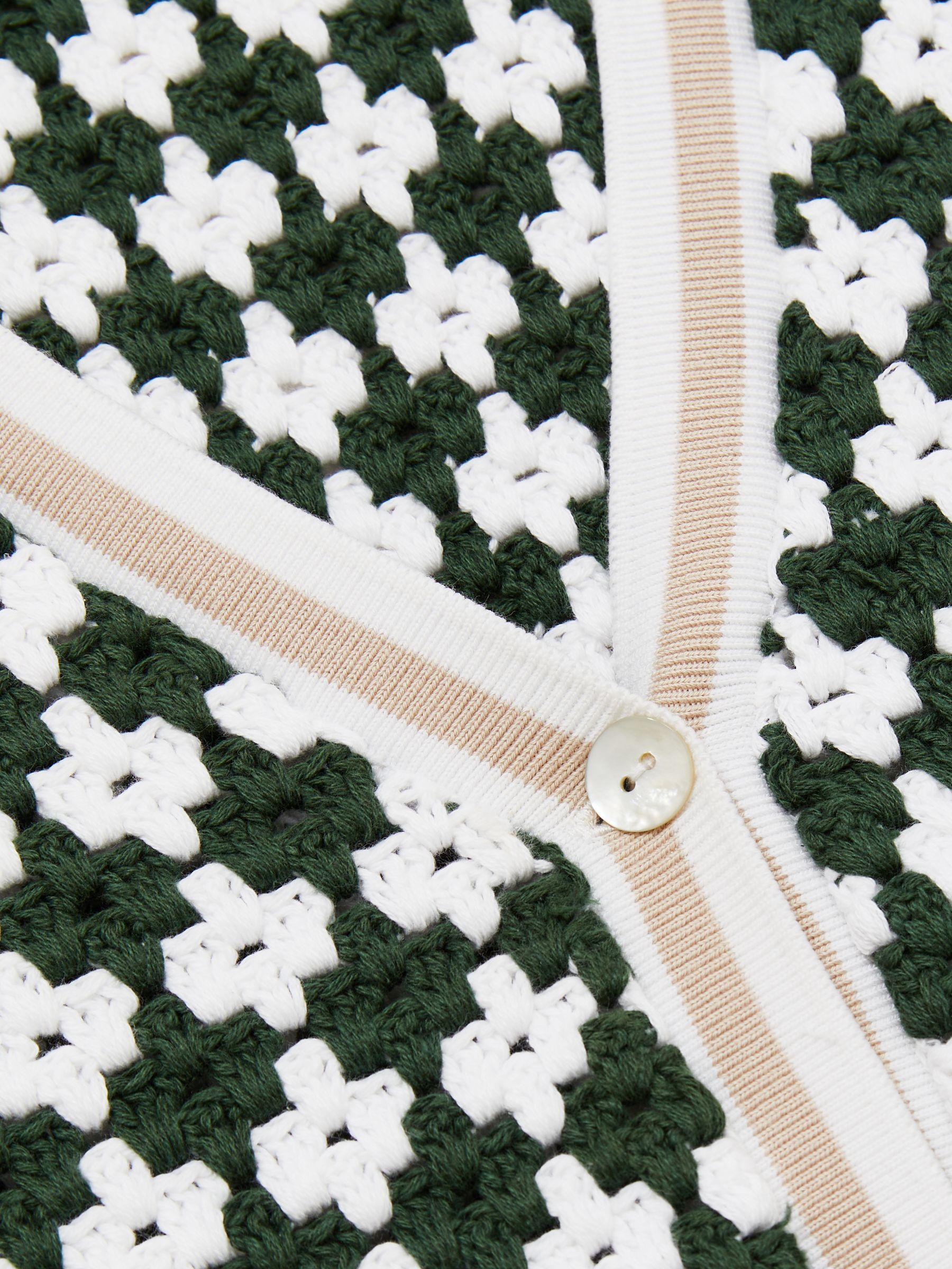 Crochet Button Through 100% Cotton Vest in Green Product Image