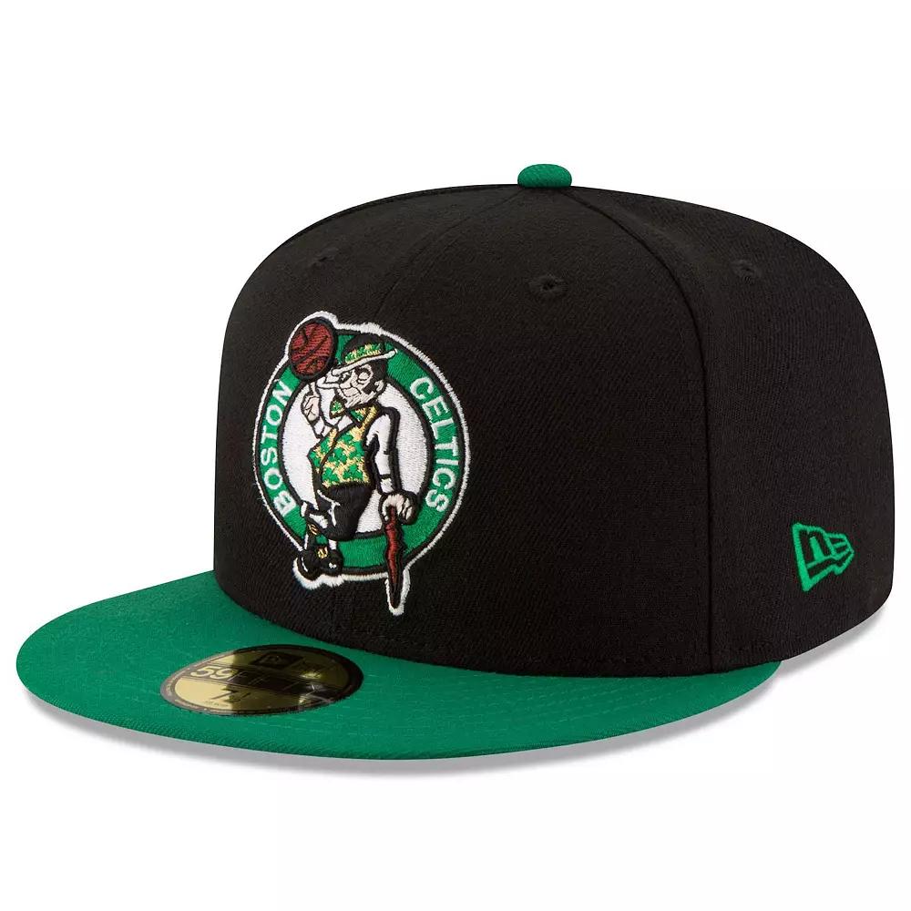 Men's New Era Black/Green Boston Celtics Official Team Color 2Tone 59FIFTY Fitted Hat,  Product Image
