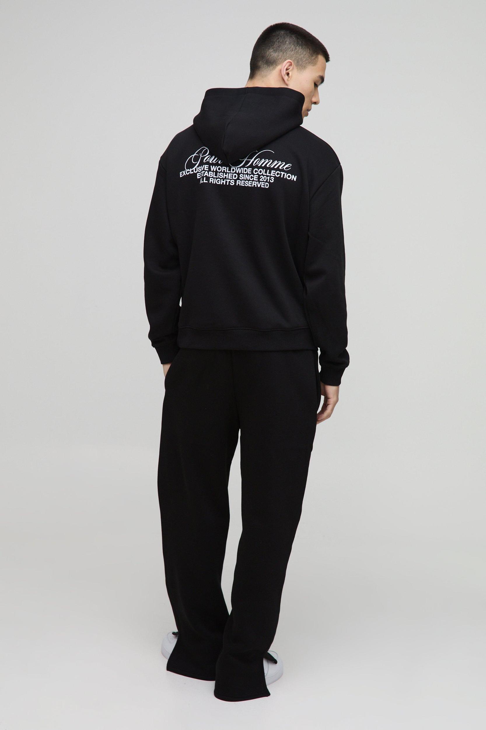 Oversized Homme Hooded Split Hem Tracksuit | boohooMAN USA Product Image