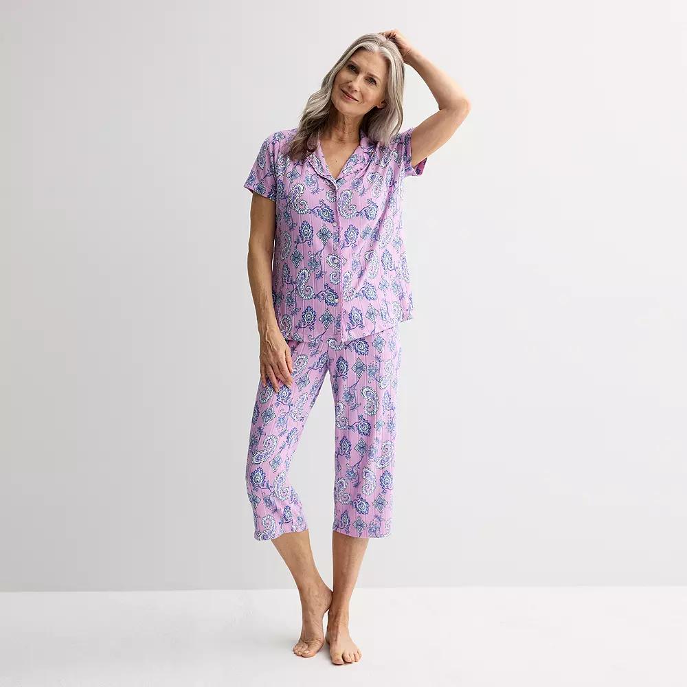 Women's Croft & Barrow® Wonderluxe Pajama Top & Pajama Pants Set, Size: Large, Cece Paisley Product Image