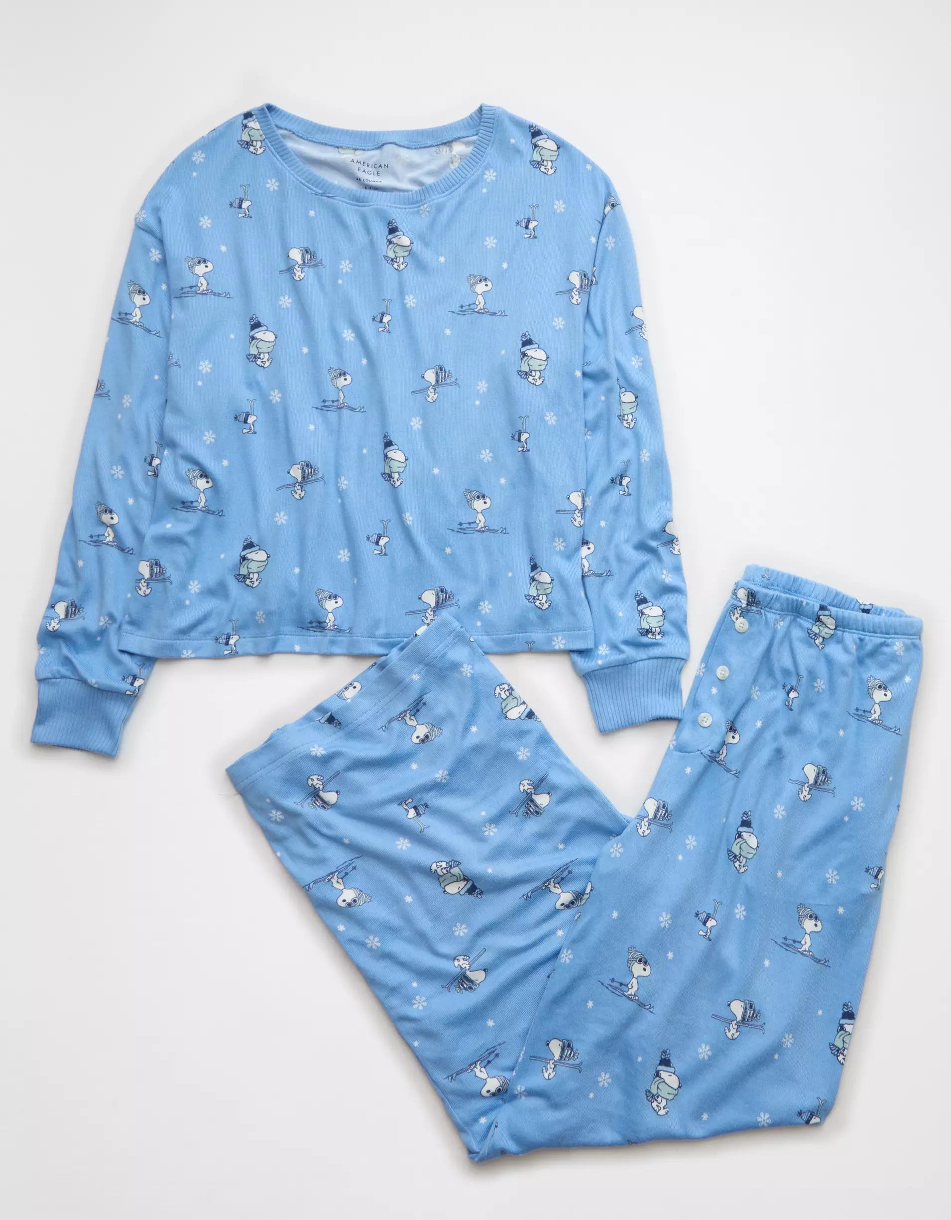 AE Luxe Plush Snoopy Long-Sleeve & Pant PJ Set Product Image