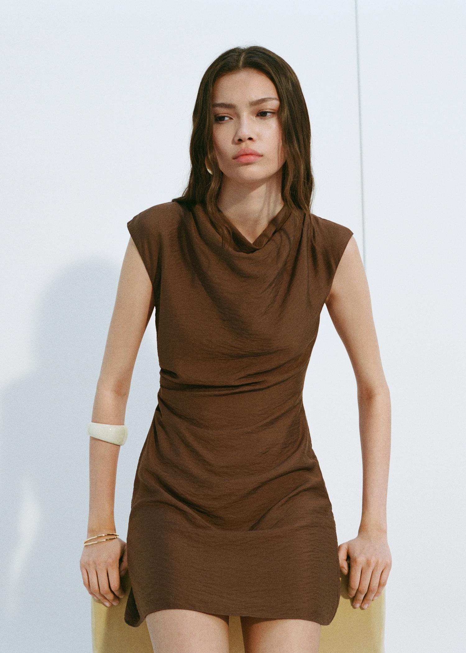 Draped textured dress - Women | MANGO USA Product Image