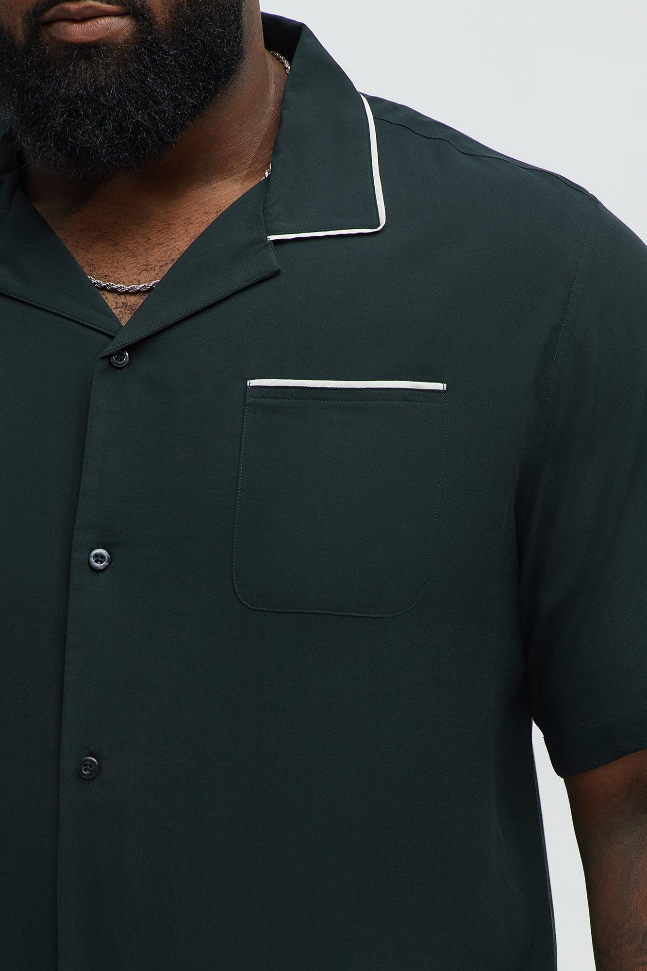 Casual Cropped PJ Style Button Up Shirt - Black Product Image