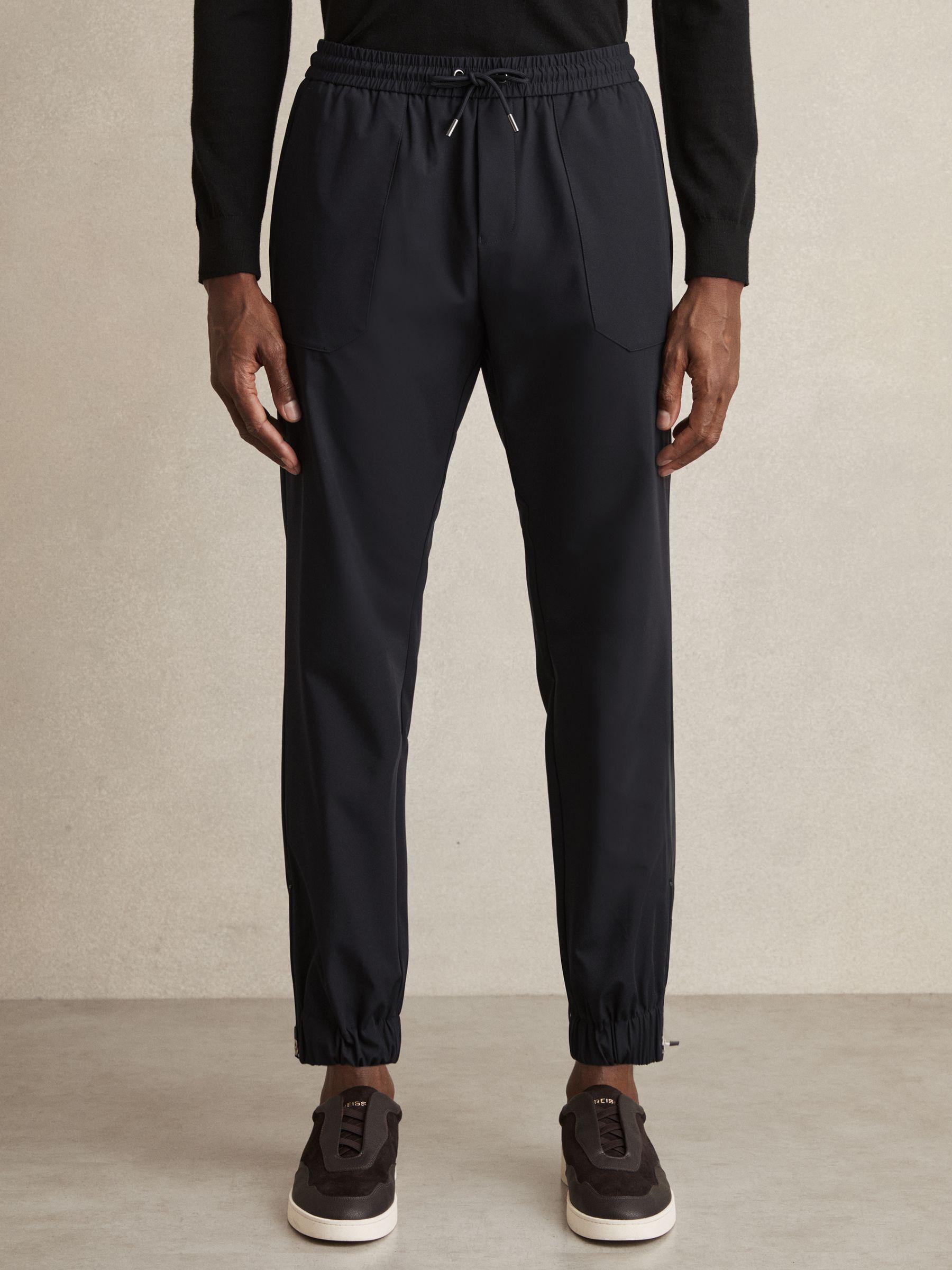Drawstring Technical Cuffed Trousers in Navy Product Image