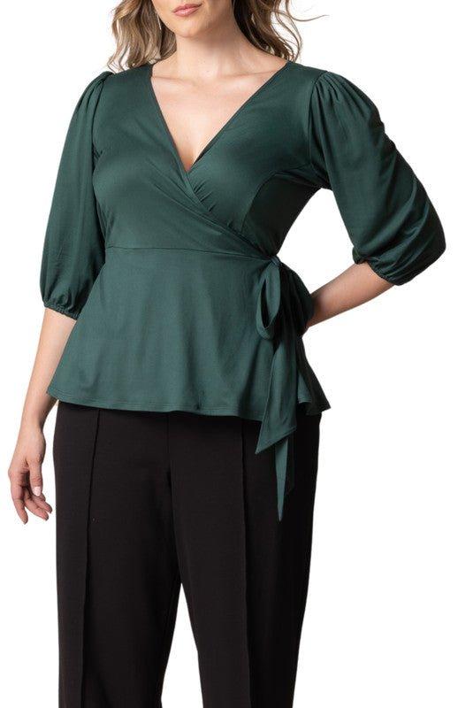 Nina 3/4 Sleeve Wrap Top - Plus Product Image