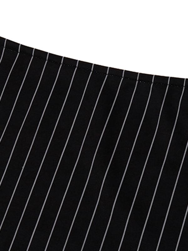 Pinstripe Lace Splice Cami Top & Mini Skirt Set Product Image