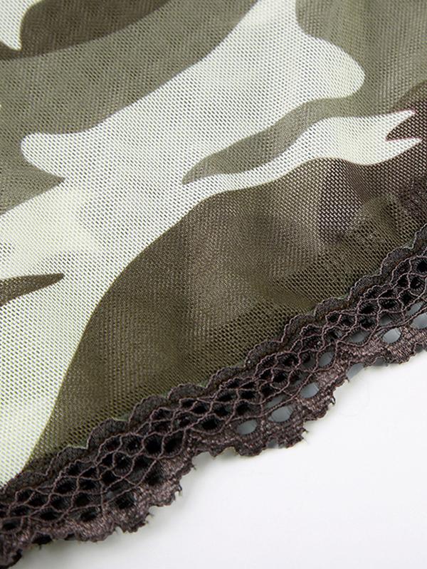 Mesh Printed Lace Stitching Cami Top Product Image