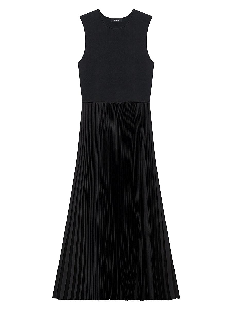 Womens Satin Sunburst Pleated Midi-Dress Product Image