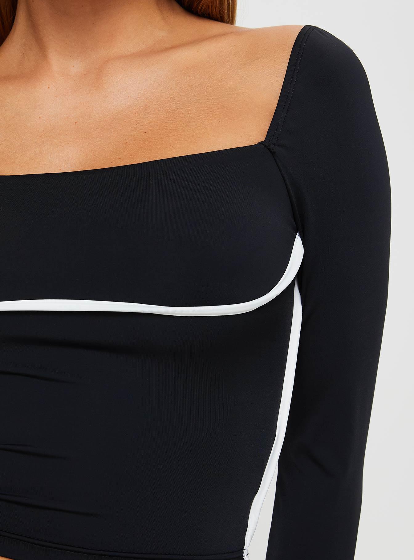 Maidenwell Contrast Long Sleeve Top Black Product Image