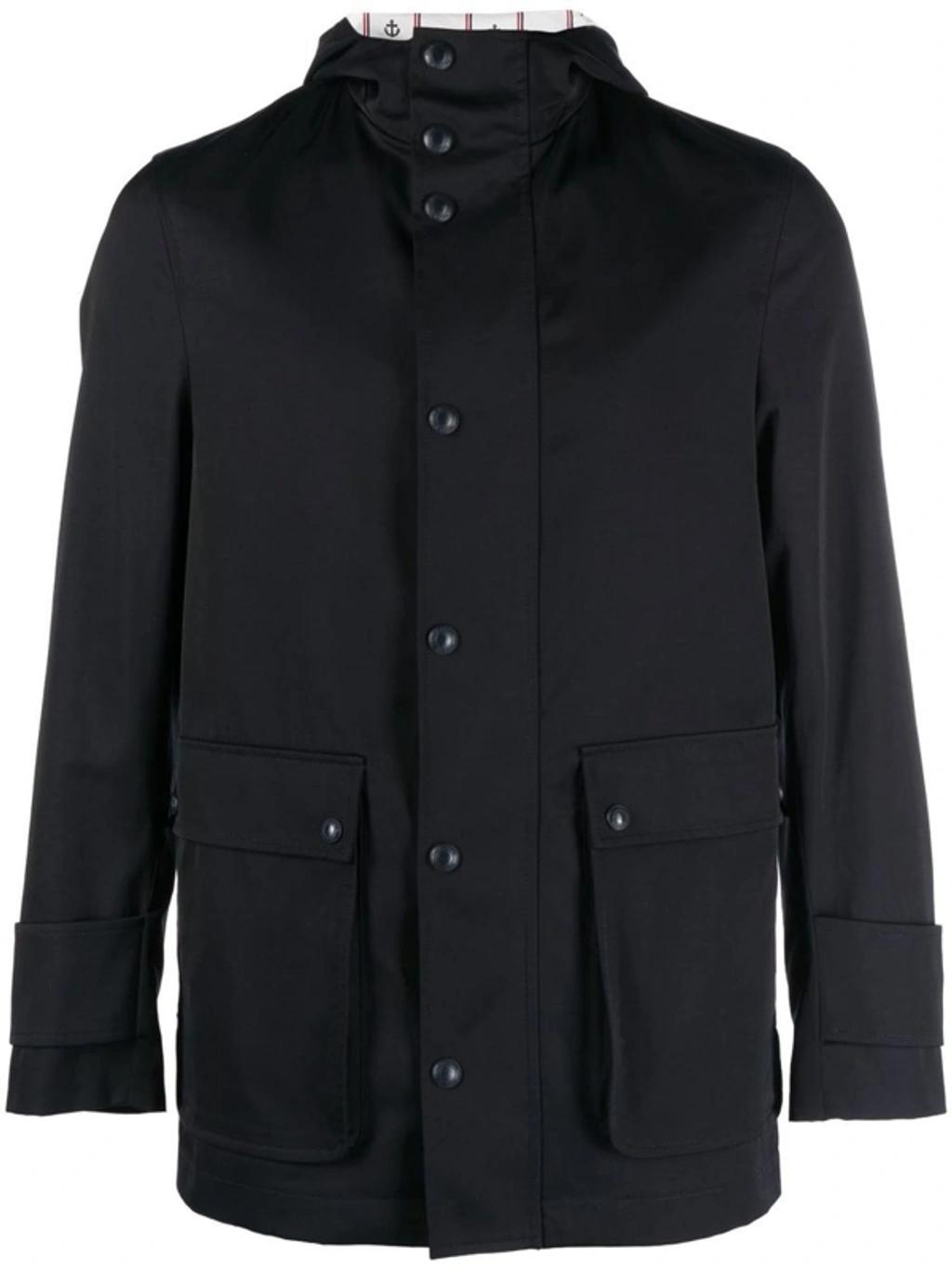 THOM BROWNE Nylon Parka. In Blue Product Image