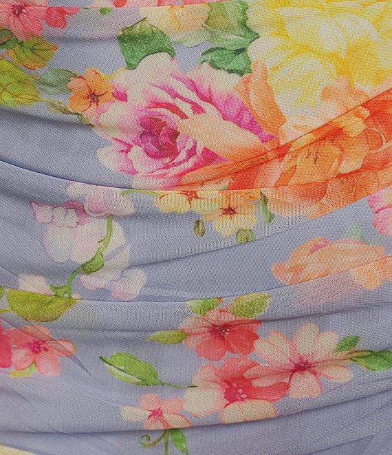 C&V Chelsea & Violet Sleeveless Floral Mesh Asymmetric Ruffle Hem Dress Product Image