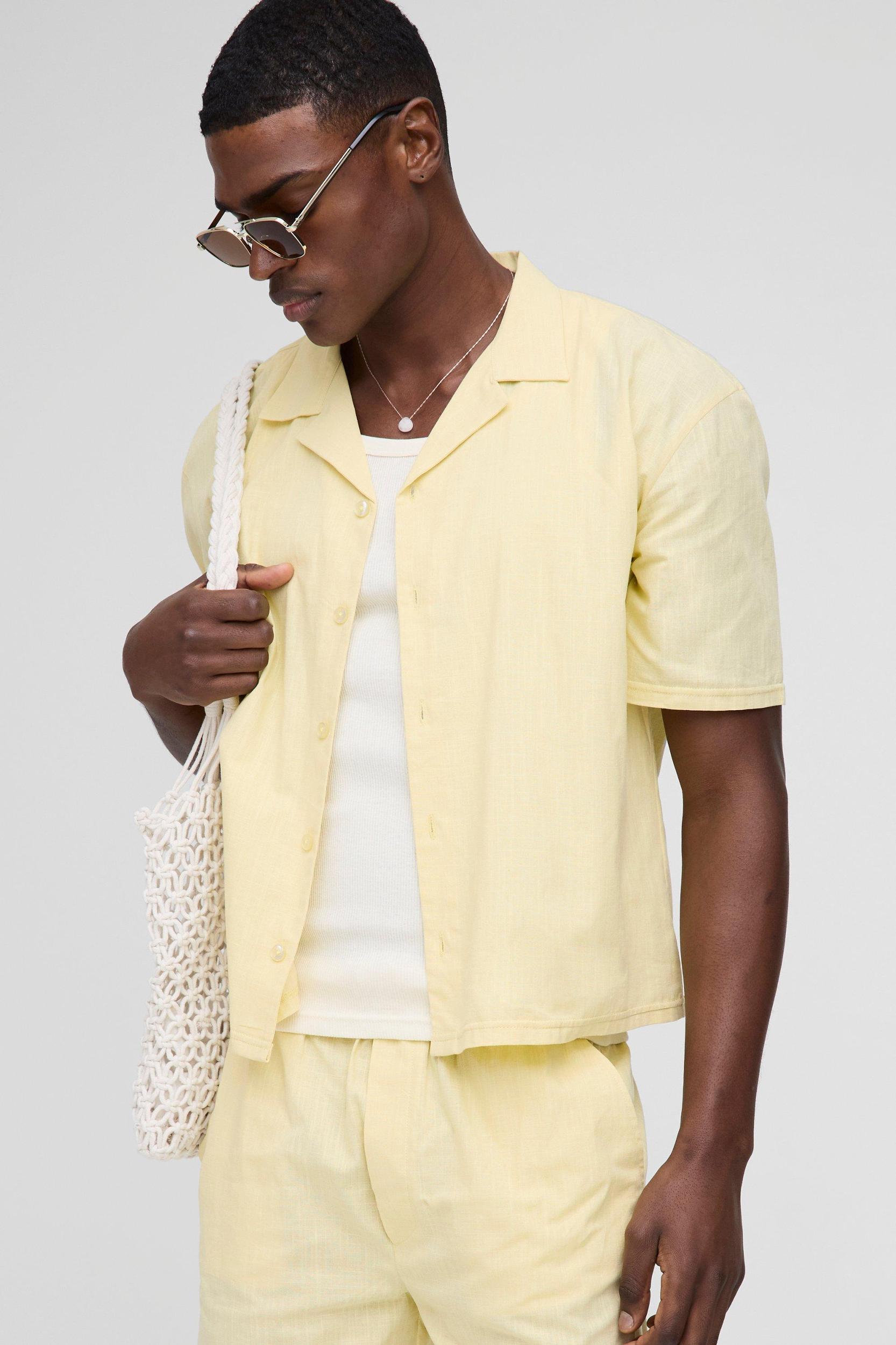 Oversized Revere Linen Blend Short Sleeve Shirt | boohooMAN USA Product Image