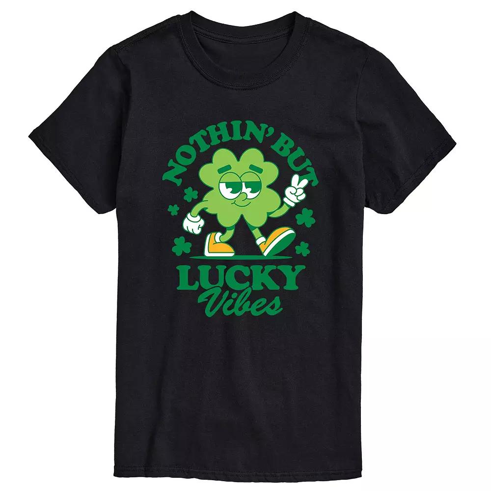 Men's Lucky Vibes Shamrock Mascot Graphic Tee,  Product Image
