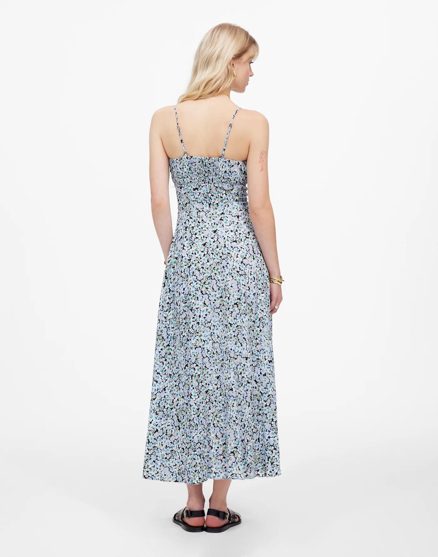 Ruched Sweetheart Sleeveless Midi Dress in Floral Product Image
