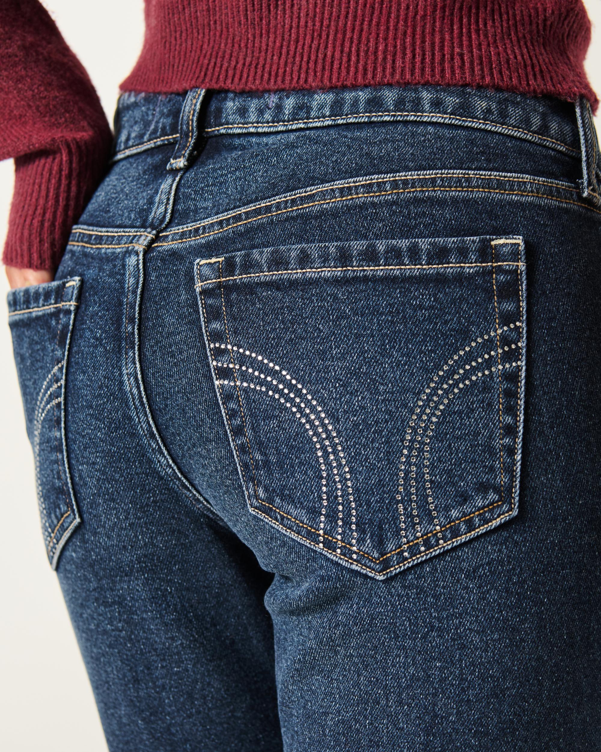 Low-Rise Dark Wash Shine Pockets Boot Jeans Product Image