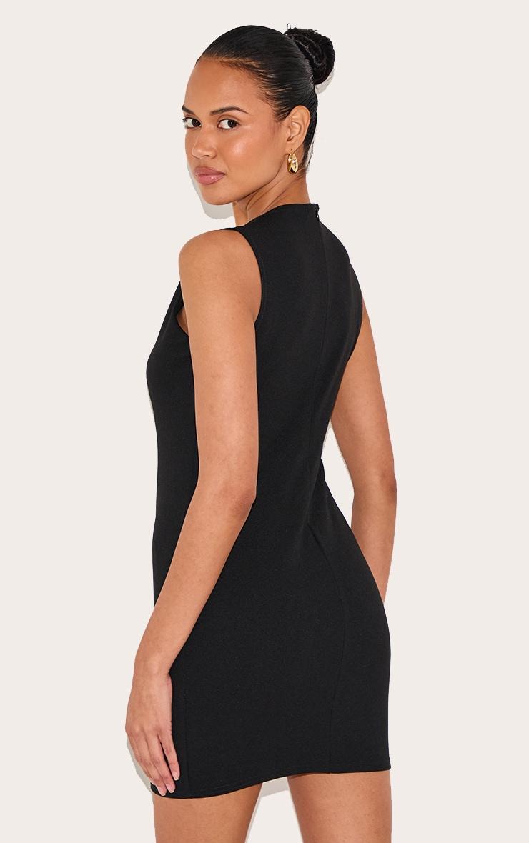 Black Stretch Woven Mini Dress Product Image