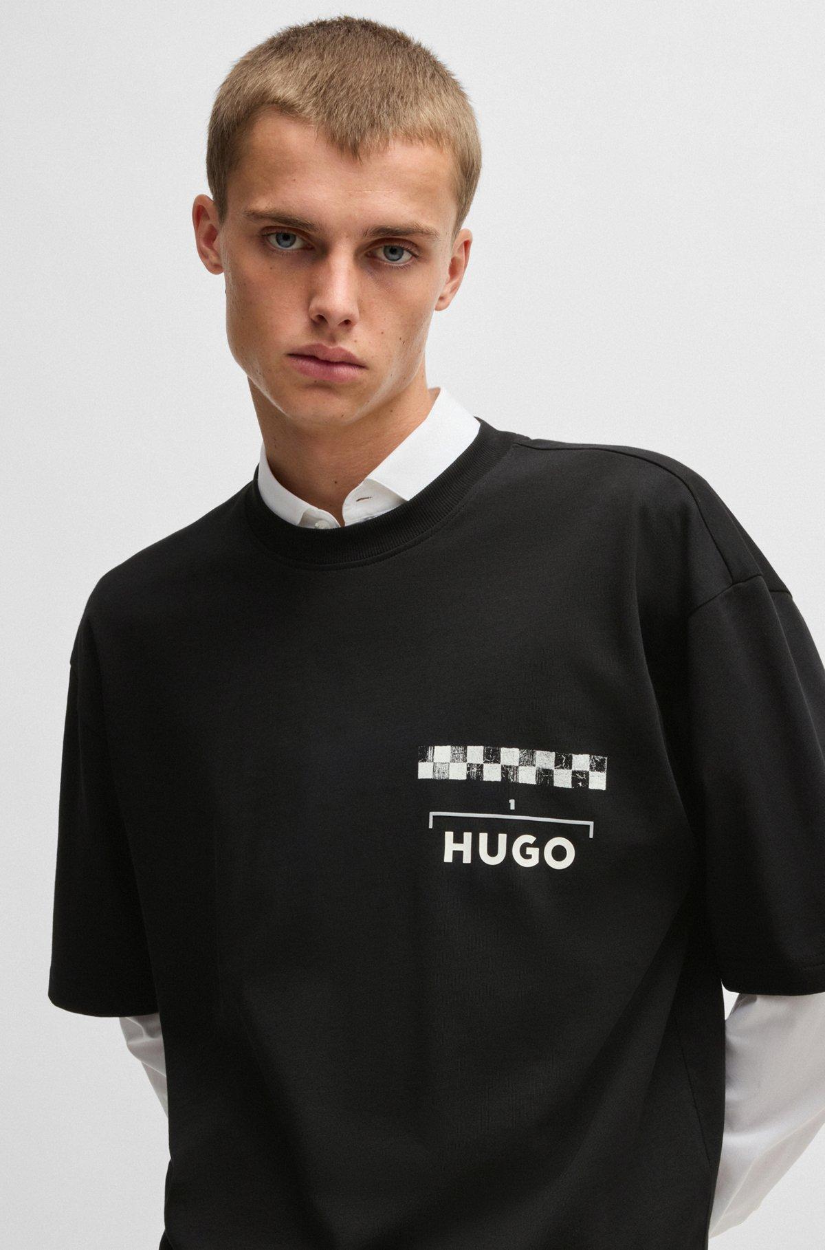 Cotton-jersey T-shirt with racing prints Product Image