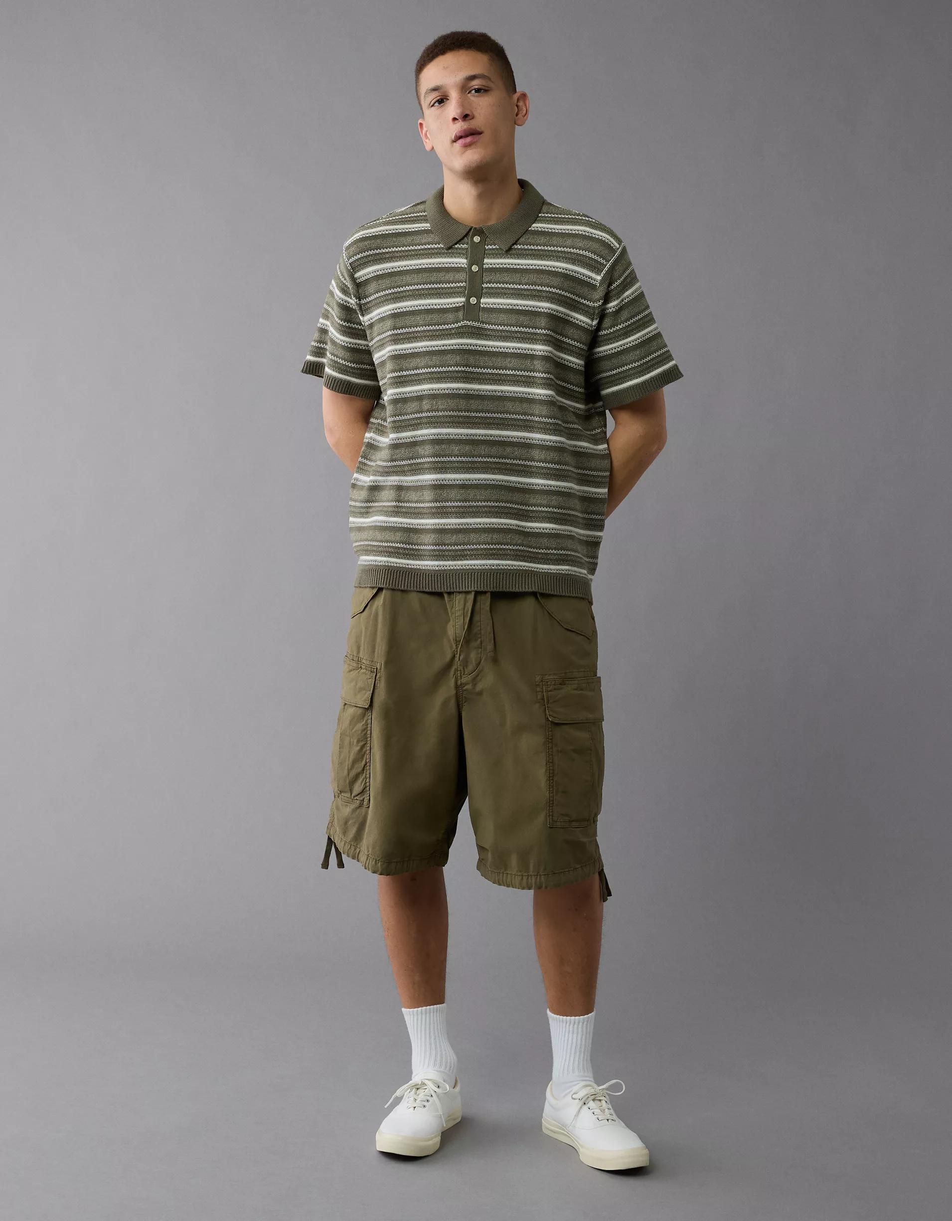 AE Weekend Striped Sweater Polo Shirt Product Image