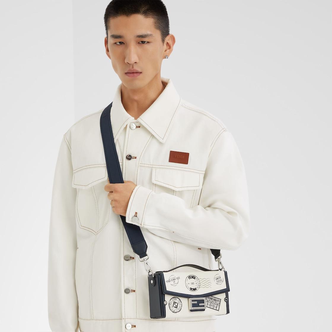 Soft Trunk BaguetteWhite canvas printed bag Product Image