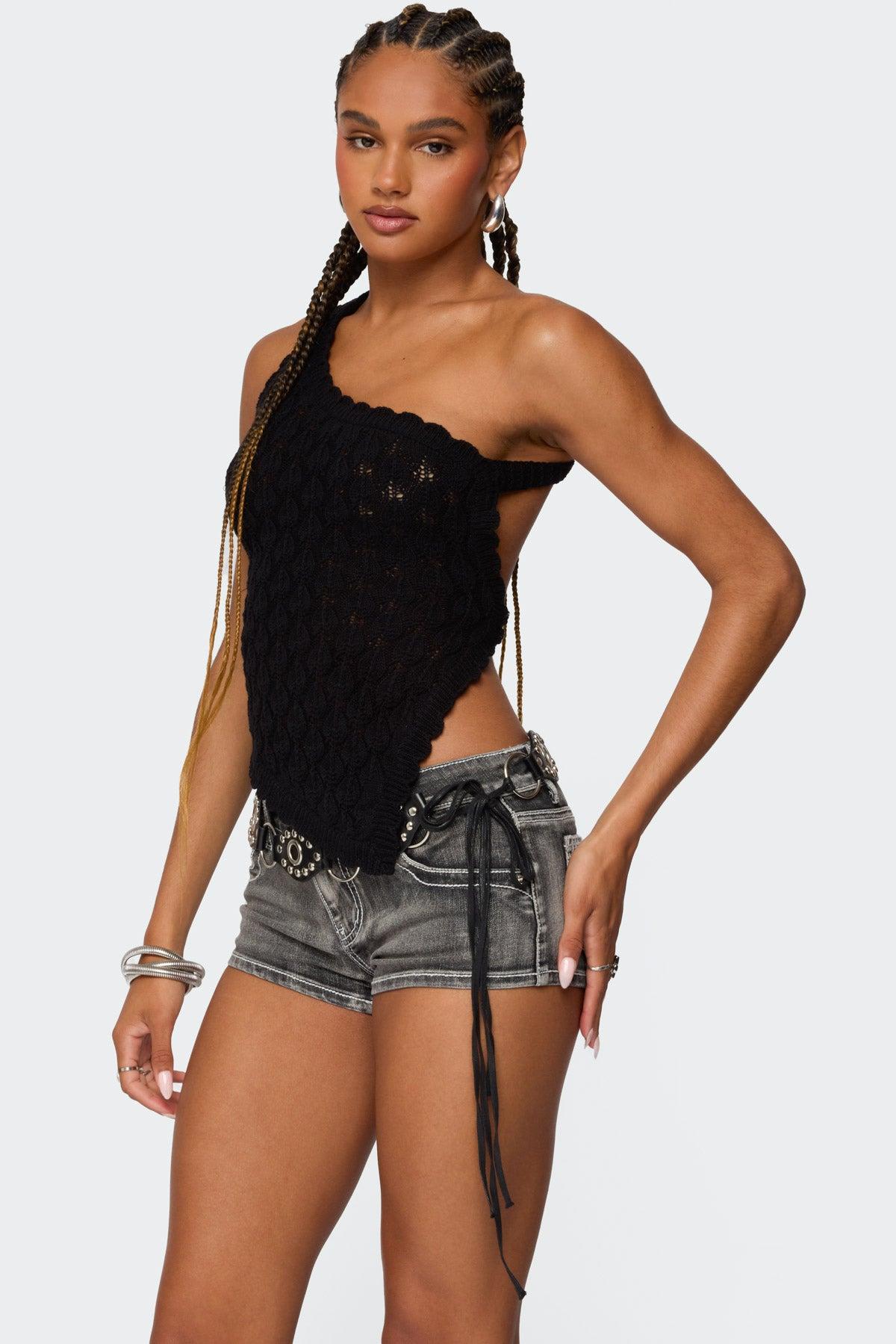 Codi Backless Asymmetric Knit Top Product Image