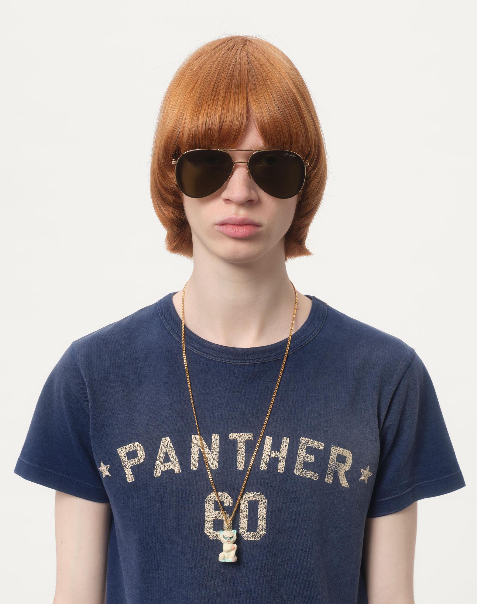 Cotton T-Shirt With Chez Valentino Print And Patch Product Image