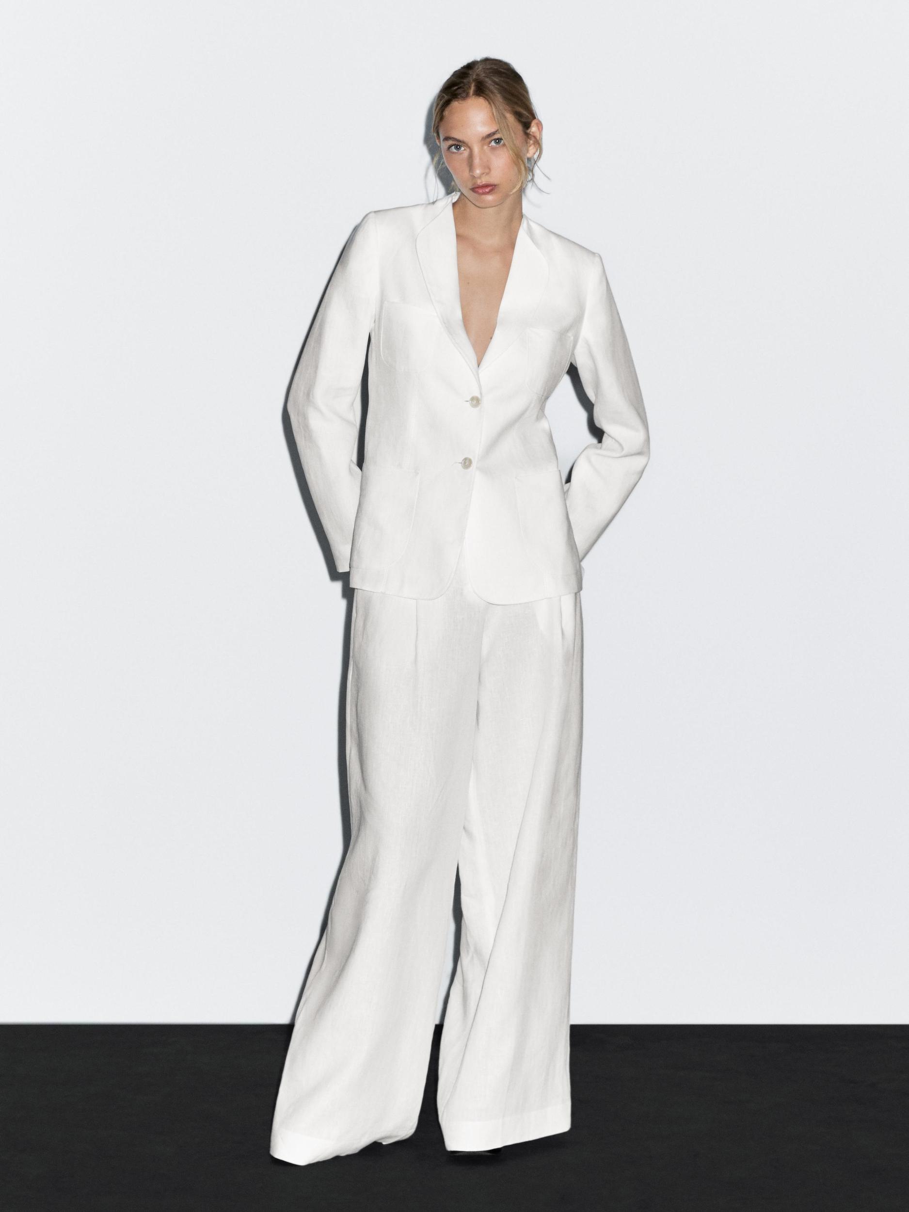 100% linen darted suit trousers Product Image