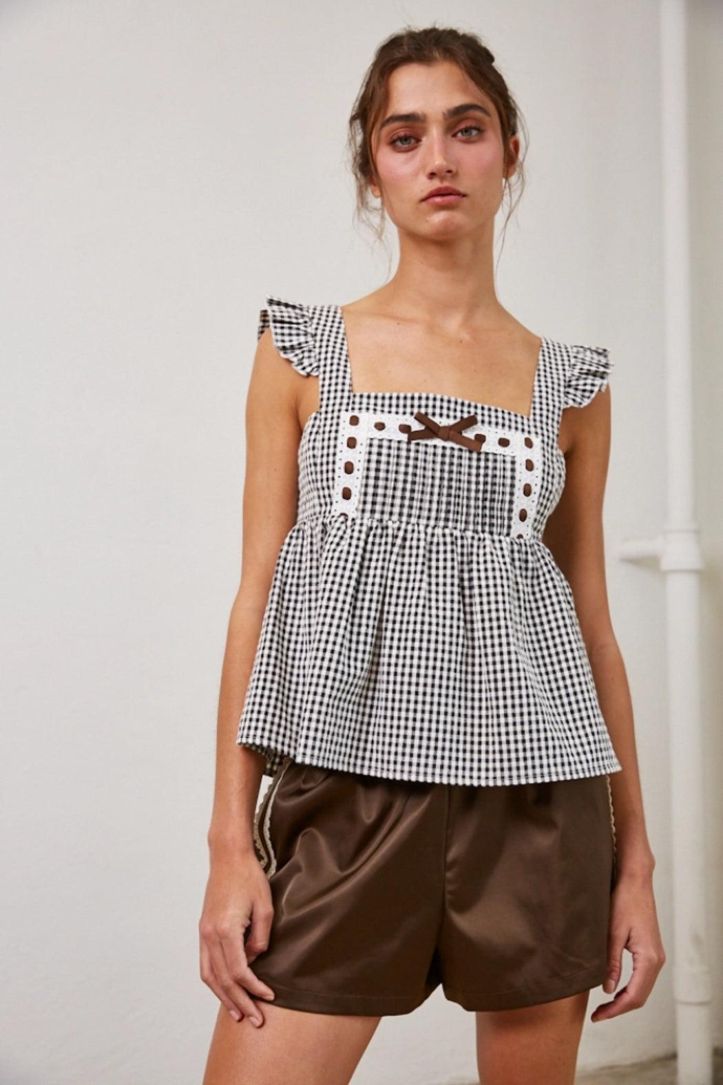 Gingham Bow Tie Top Product Image