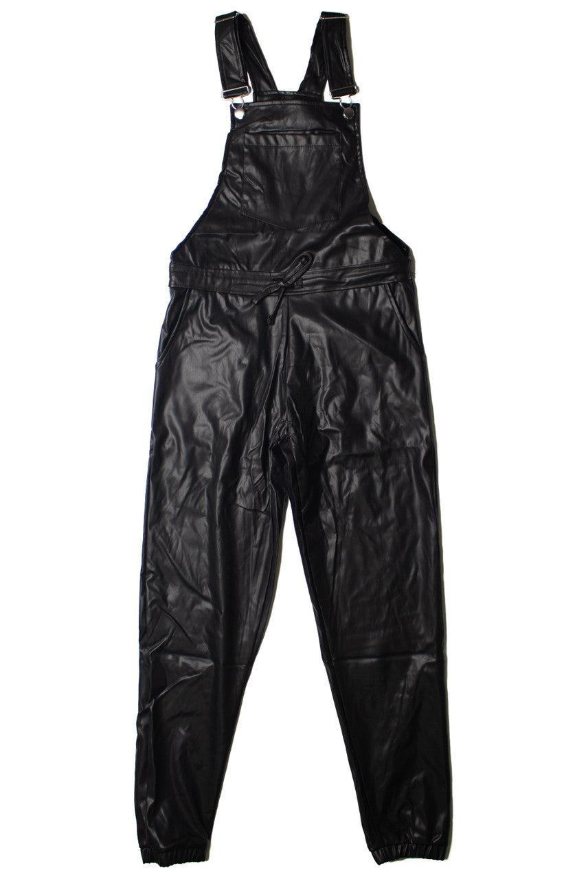 Pleather Jogger Overalls Product Image