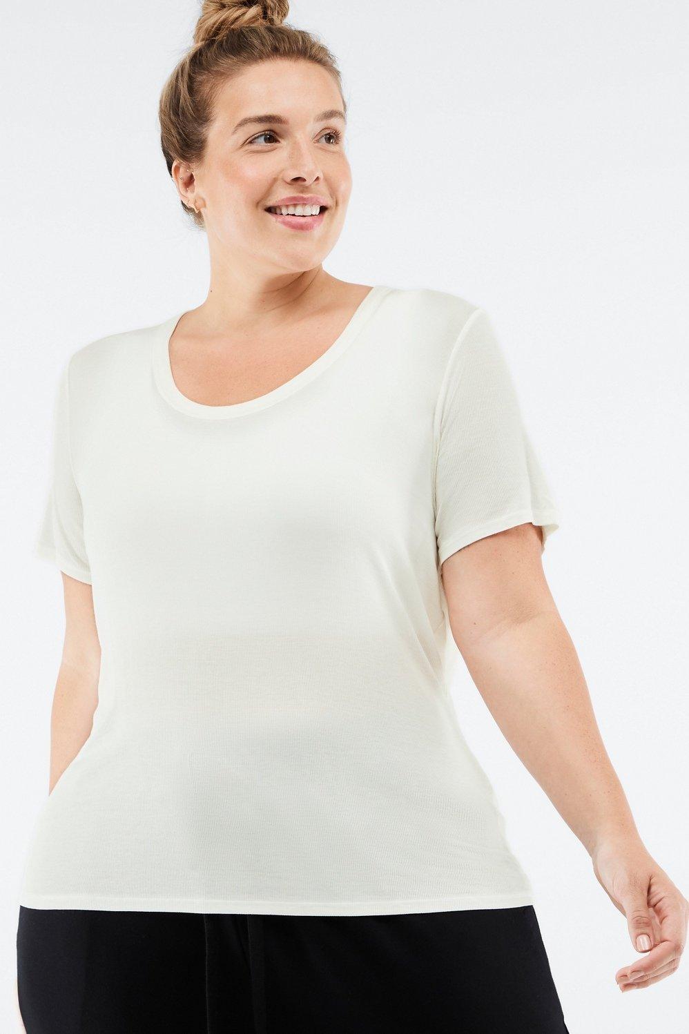 Fabletics Jess Short-Sleeve Tee T-Shirt Womens Tusk plus Size 4X Product Image