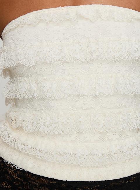 Saturn Returns Strapless Lace Top Cream Product Image